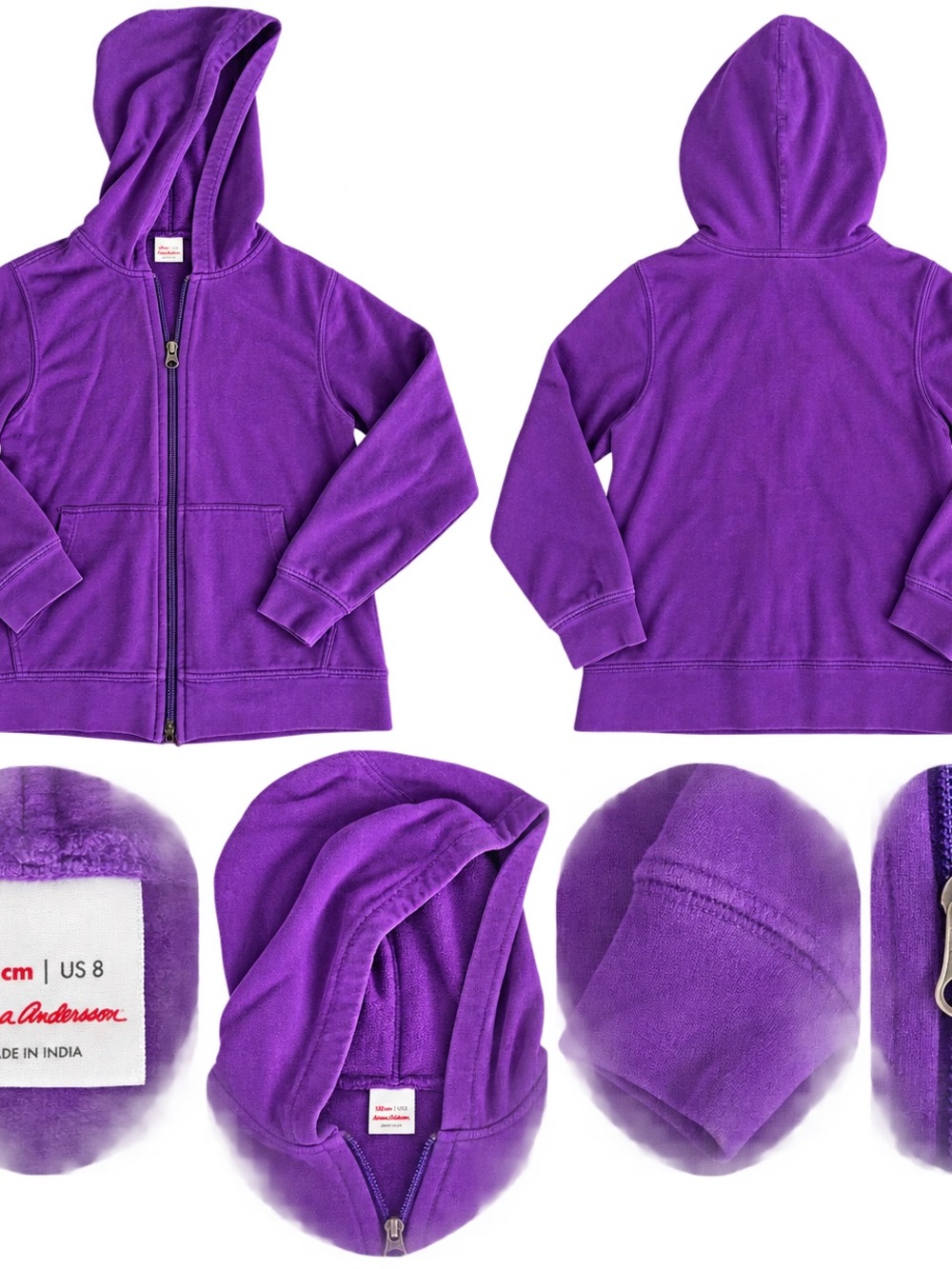 Hanna Andersson Purple Full Zip Hoodie Girls Size 8 / 130